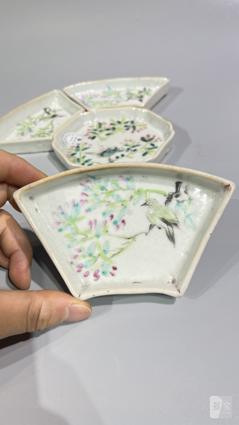 清光绪 浅绛彩花卉纹七子拼盘 - 图6